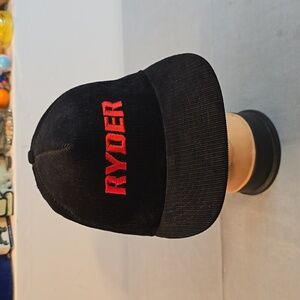 Ryder Mens Adjustable Snapback Trucker Hat Black Corduroy Vintage Made in USA